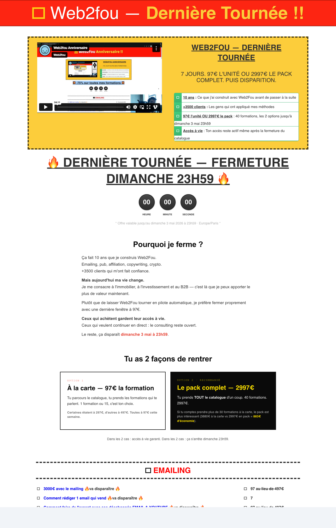 Sales page V2A — design Anniversaire 2023