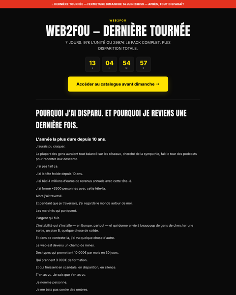 Variant A · Dernière Tournée (urgency)